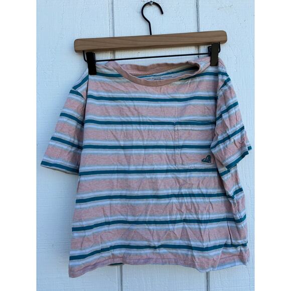 Roxy Striped T-Shirt,‎ Pink, Blue, Green, Size XS - Picture 1 of 4